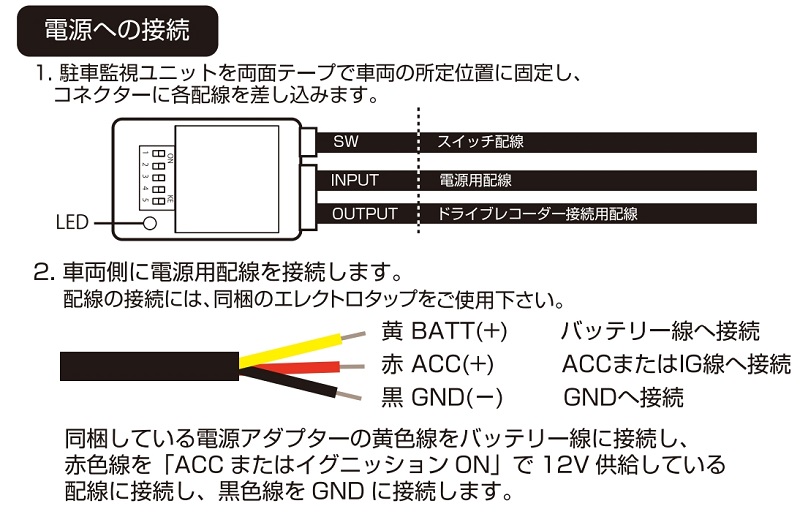 TZ-DR500」の駐車監視の仕組みと使い方について解説